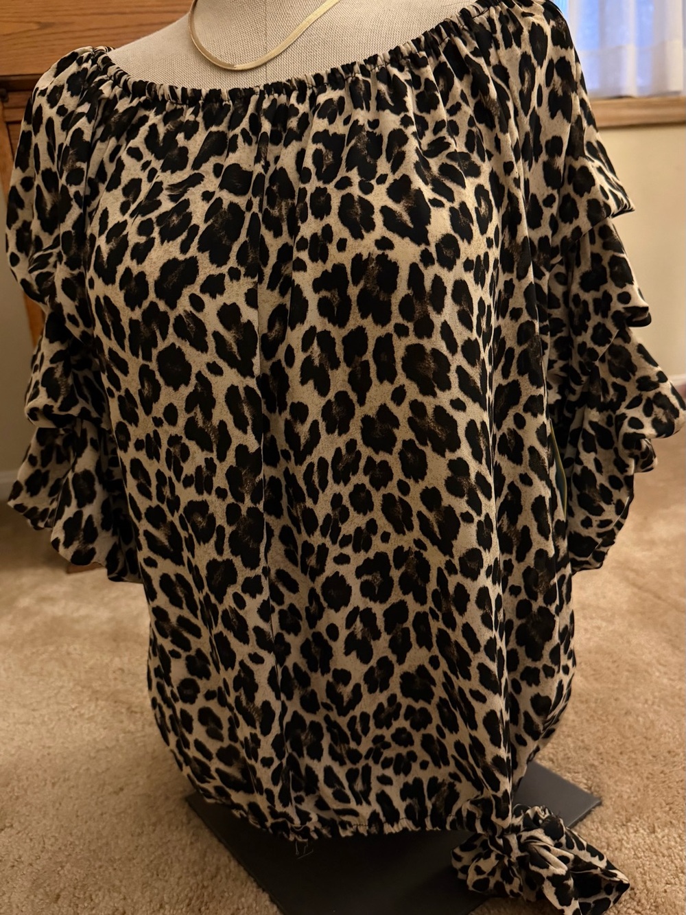 Animal Print CeCe Blouse Dressy Top NWT Size Large